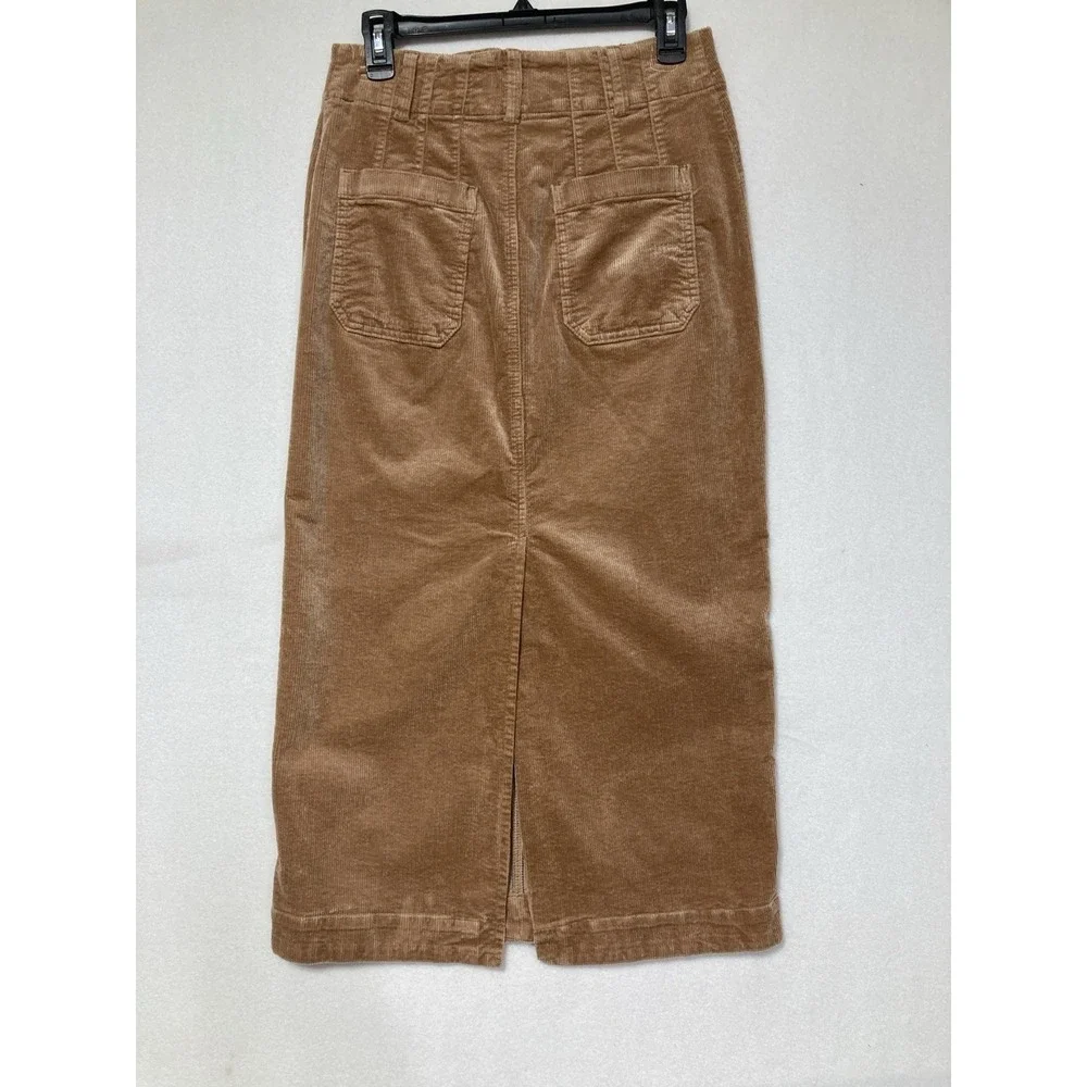 Anthropologie‎ Colette SP Skirt Maeve Corduroy Maxi Mustard Brown Boho Grunge